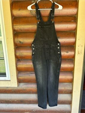 Old Navy Black Denim Overalls with Bib Pocket